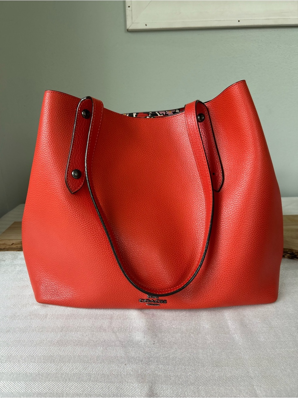 Coach Bright Red Pebbled Leather Tote